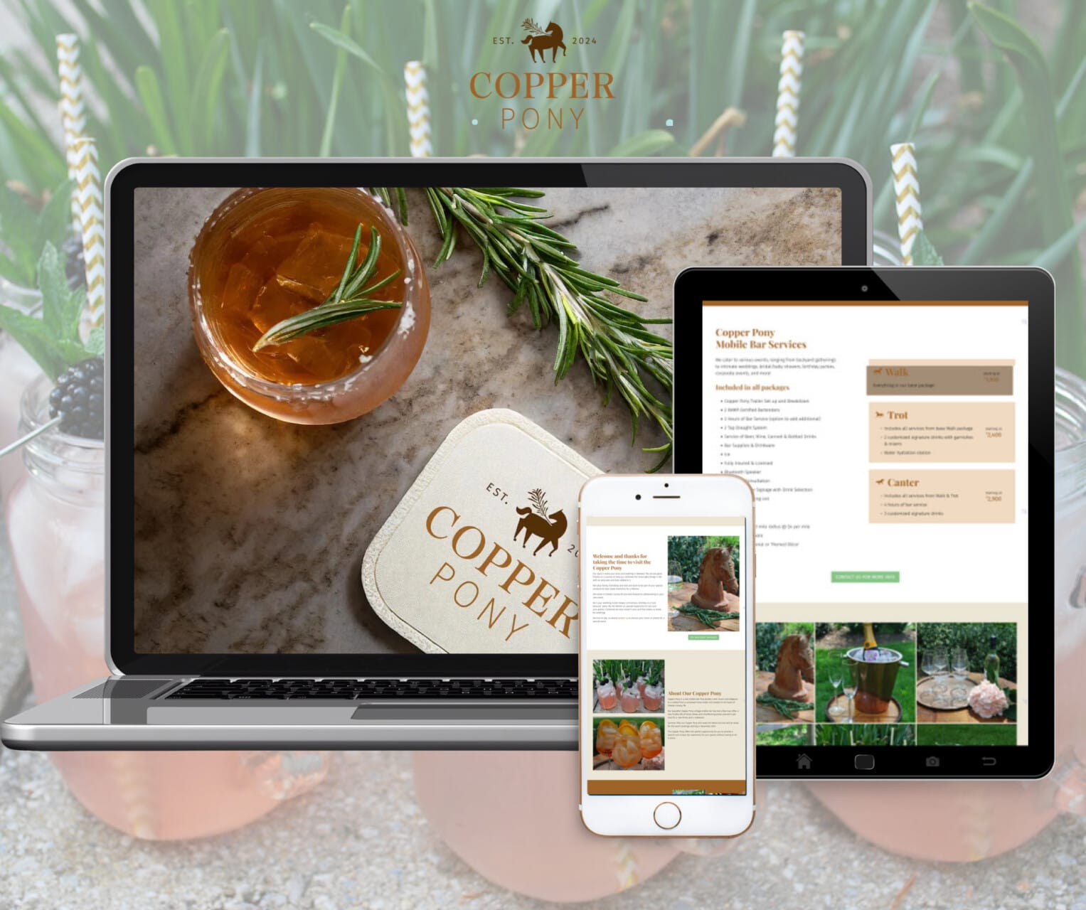 website mockup images on multiple devices for the CopperPonyPa.com website