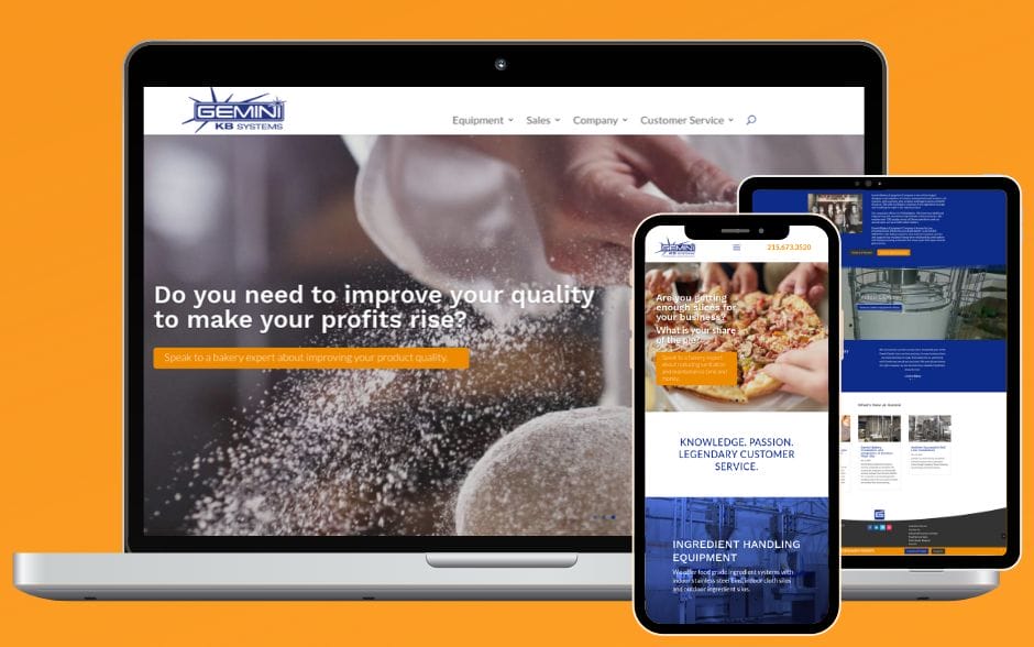 Gemini Bakery Equipment Website design